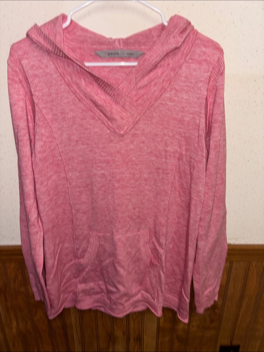 Athleta - women’s Pink Heathered Hooded Sweater (size XL)